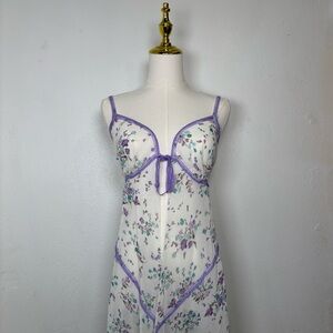 vintage california dynasty lingerie 80s babydoll purple floral fairy romantic